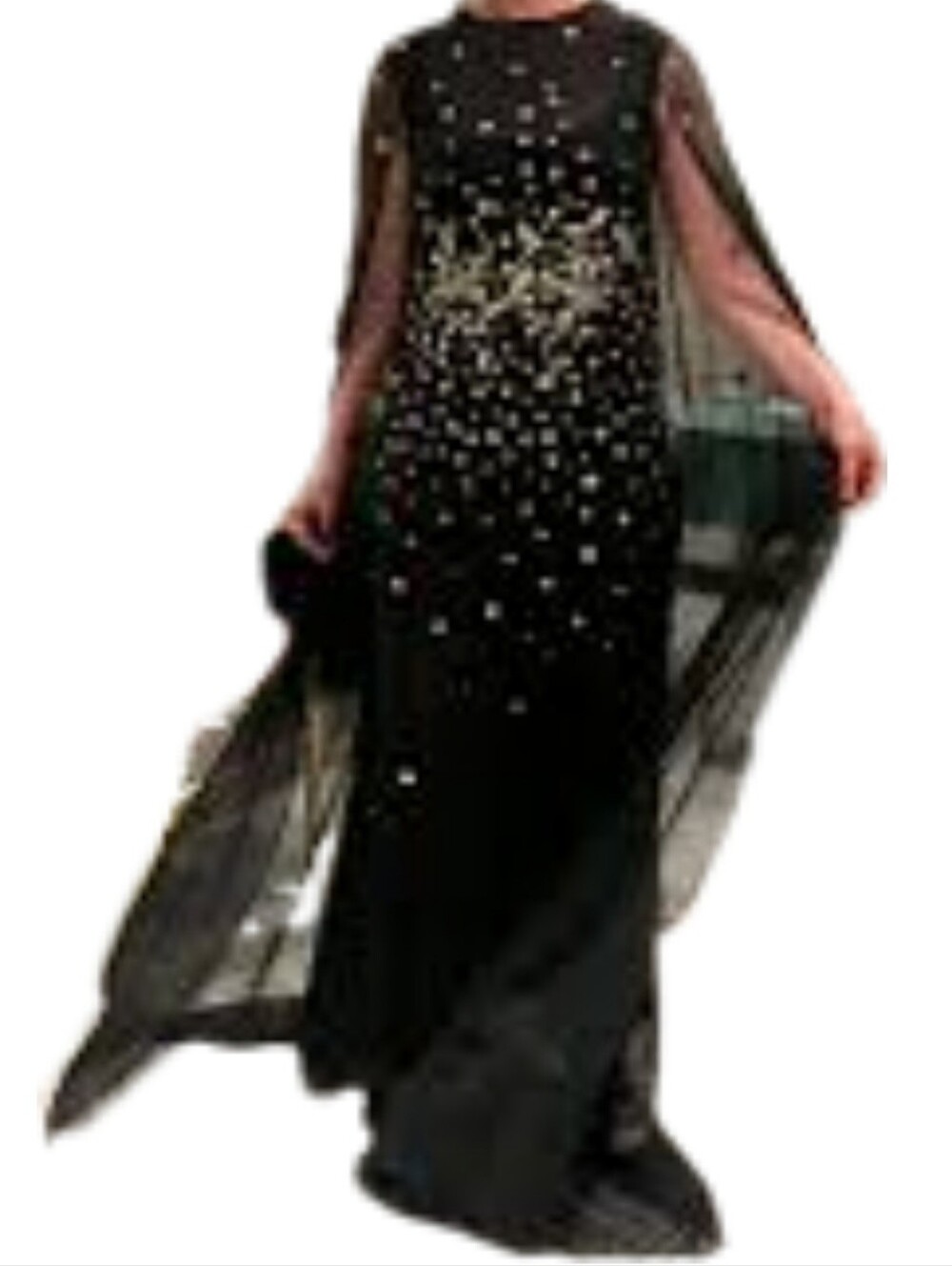 $6,000 OSCAR DE LA RENTA BLACK  SILK GOLD BEAD CAPE RUNW GOWN DRESS US S - Picture 6 of 10